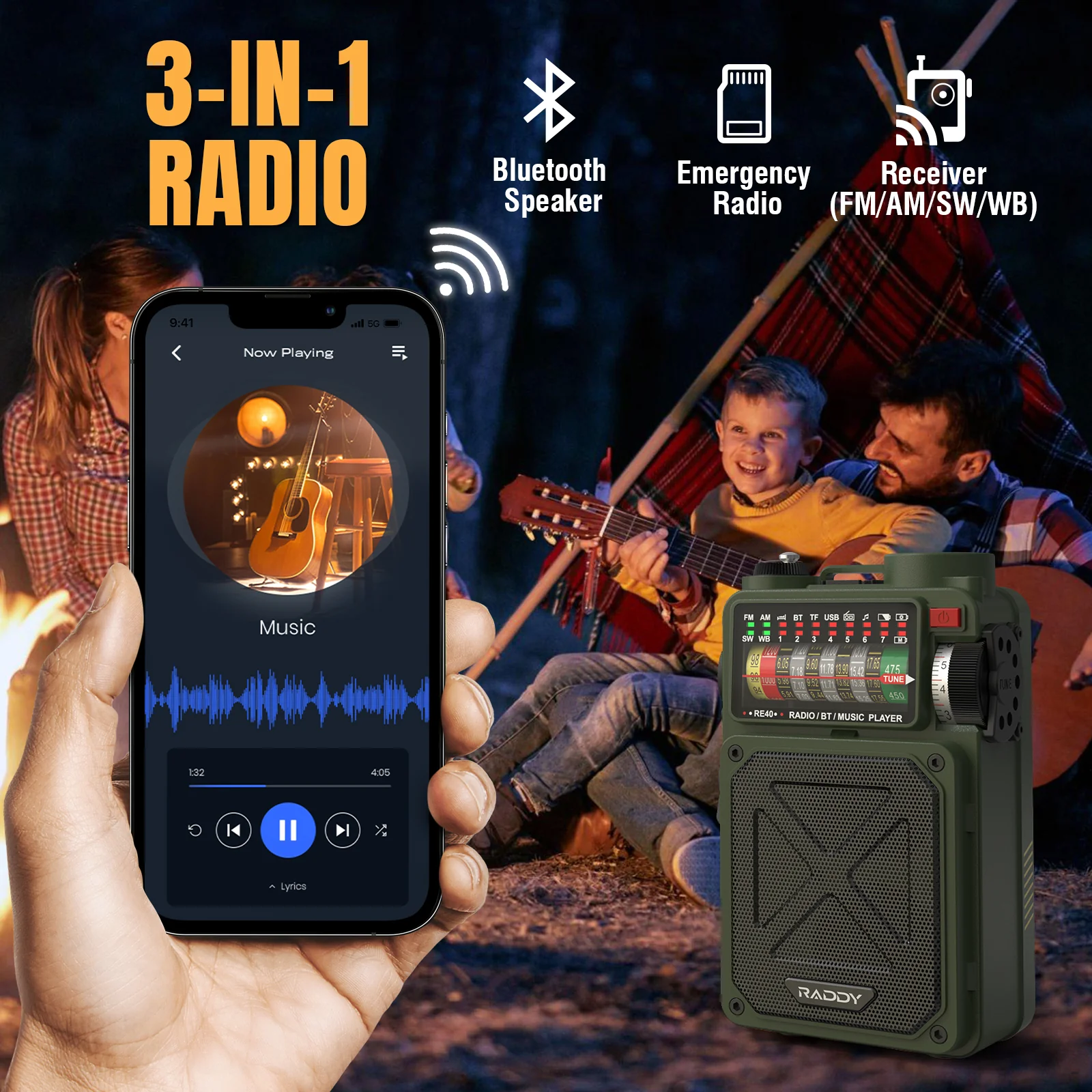 RE40 3-in-1 Retro AM/FM/SW/WB Radio - Image 4